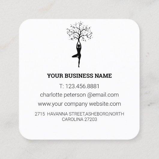 Simple White Yoga Instructor Visitekaartje (Achterkant)