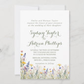 Simple Widlflower Formal Wedding Invitation Kaart (Voorkant)