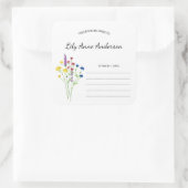 Simple Wildflower Baby shower Bookplate sticker (Tas)