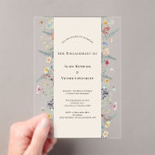 Simple Wildflower Fern Beige Engagement Party Acryl Uitnodigingen (Insitu (Draagbaar))