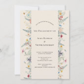 Simple Wildflower Fern Beige Engagement Party Kaart (Voorkant)