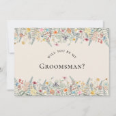 Simple Wildflower Fern Groomsman-voorstel Kaart (Voorkant)