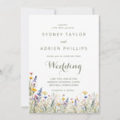 Simple Wildflower Informal Wedding Invitation Kaart (Voorkant)