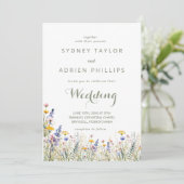 Simple Wildflower Informal Wedding Invitation Kaart (Staand voorkant)
