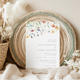 Simple Wildflower Wedding Invitation Kaart