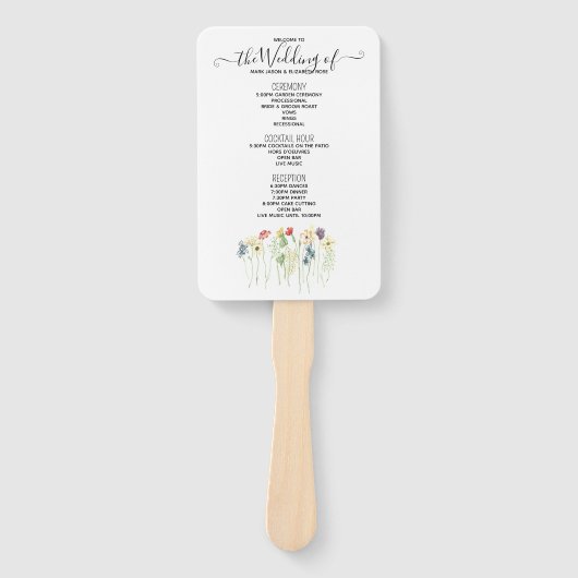 Simple Wildflower Wedding Program Hand Fan Handwaaier (Voorkant)
