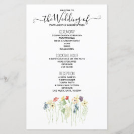 Simple Wildflower Wedding Programme