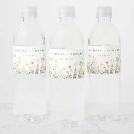 Simple Wildflower Wedding Waterfles Etiket
