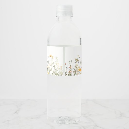Simple Wildflower Wedding Waterfles Etiket (Achterkant)