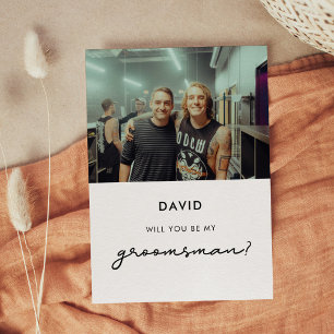 Simple Will you be my groomsman fotocard Kaart