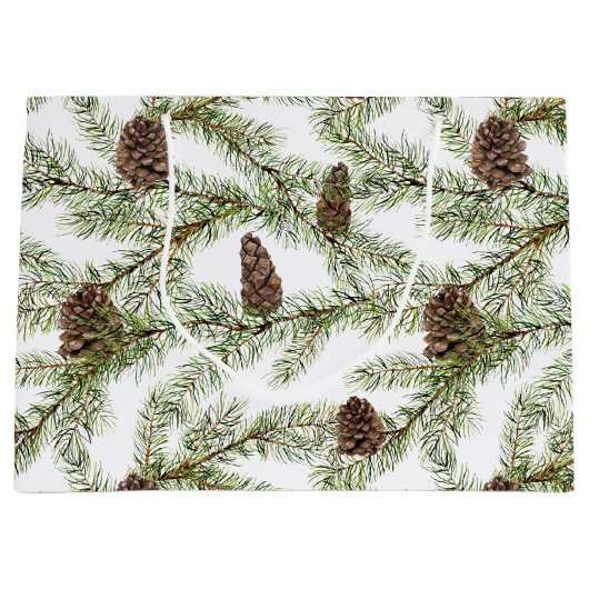 Simple Winter Fir Cone Waterverf Groot Cadeauzakje (Voorkant)