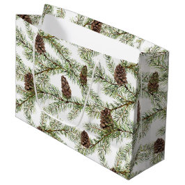 Simple Winter Fir Cone Waterverf Groot Cadeauzakje
