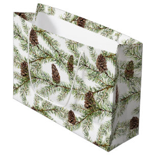 Simple Winter Fir Cone Waterverf Groot Cadeauzakje