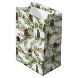 Simple Winter Fir Cone Waterverf Medium Cadeauzakje