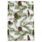 Simple Winter Fir Cone Waterverf Medium Cadeauzakje (Voorkant)