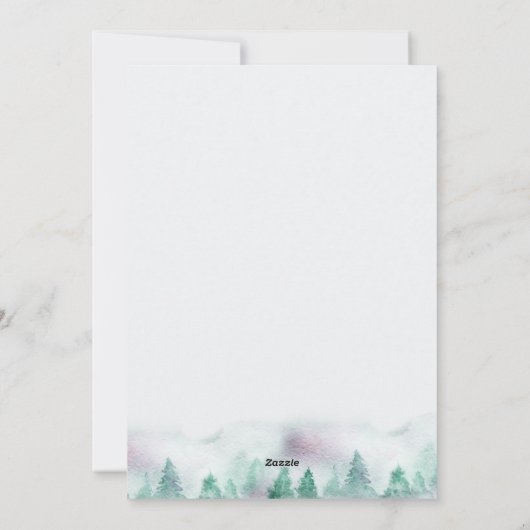 Simple Winter Forest and Poinsettia Waterverf Feestdagenkaart (Achterkant)