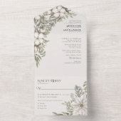 Simple Winter Greenery Ivory Green Moss Wedding All In One Uitnodiging (Binnen)