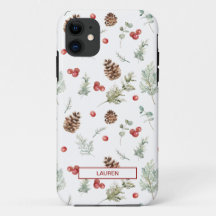 Simple Winter Pine Berry Botanical Name Pattern