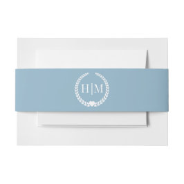 Simple Winter Sky Blue  Monogram Uitnodigingen Wikkel