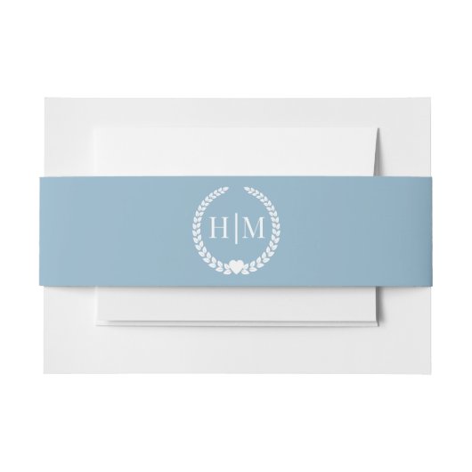 Simple Winter Sky Blue Monogram Uitnodigingen Wikkel (Voorkant Voorbeeld)