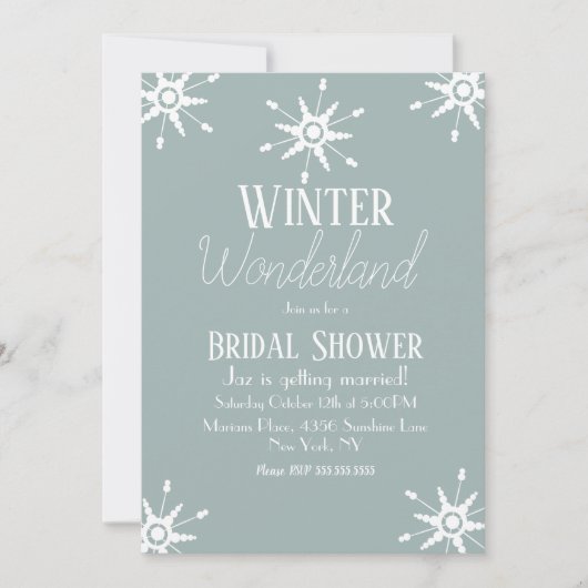 Simple Winter Snowflakes Bridal Shower-uitnodiging Kaart (Voorkant)