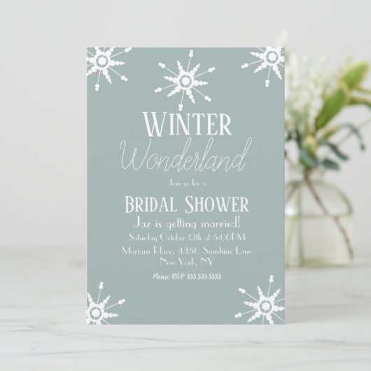 Simple Winter Snowflakes Bridal Shower-uitnodiging Kaart (Staand voorkant)