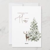 Simple Winter Waterverf Woodland Deer Kerstmis Feestdagenkaart (Achterkant)