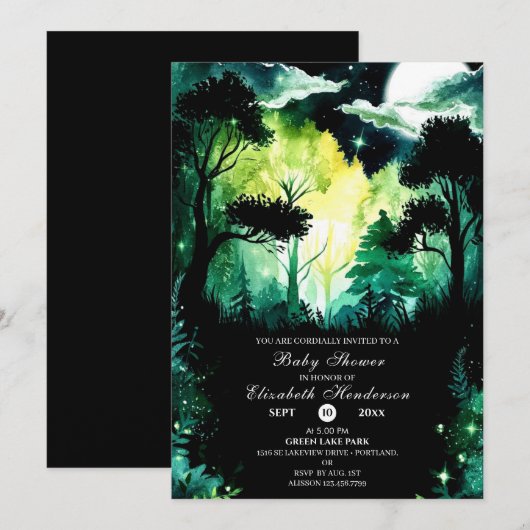 Simple Woodland Baby shower Kaart (Voorkant / Achterkant)