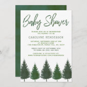 Simple Woodland Pine Trees Greenery Baby shower Kaart (Voorkant / Achterkant)