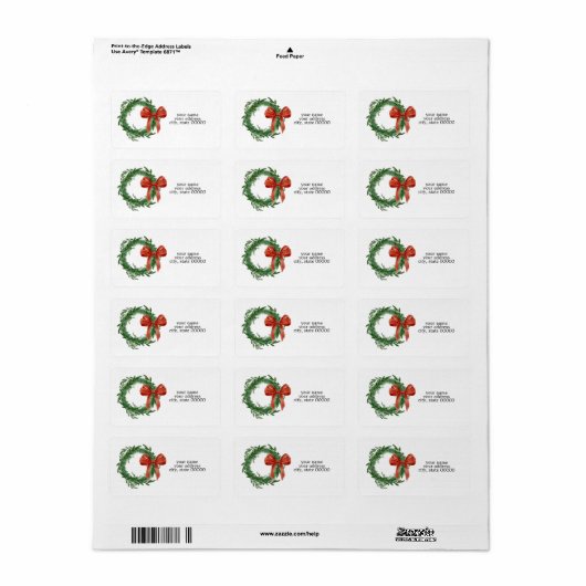 Simple Wreath Address Labels (Full Sheet)