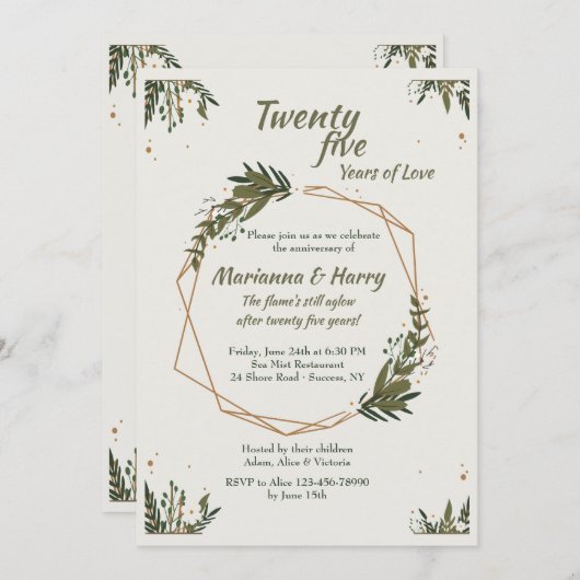 Simple Wreath Invitation Kaart (Voorkant / Achterkant)