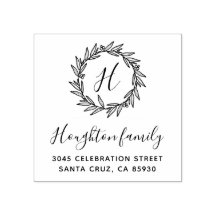 Simple Wreath Monogram Script Return Adres