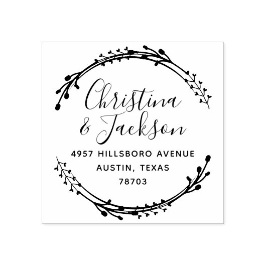 Simple Wreath Pas getrouwd retouradres Rubberstempel (Afrduk)