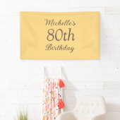 Simple Yellow 80th Birthday Spandoek (Insitu)