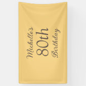 Simple Yellow 80th Birthday Spandoek (Verticaal)