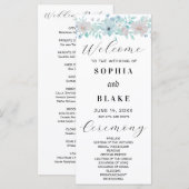 Simple Yellow and Green Floral Wedding Programme (Voorkant / Achterkant)