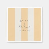 Simple Yellow and Off-White Cabana Stripes Wedding Servet (Voorkant)