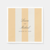 Simple Yellow and White Cabana Stripes Wedding Servet (Voorkant)