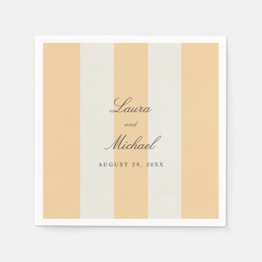 Simple Yellow and White Cabana Stripes Wedding Servet (Voorkant)