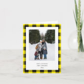 Simple Yellow Black Plaid Border 3 Photo Christmas Feestdagen Kaart (Voorkant)