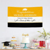 Simple Yellow Black White Graduparty Spandoek