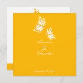 Simple Yellow Butterflies Wedding Announcement Kaart (Voorkant / Achterkant)