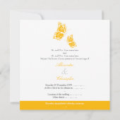 Simple Yellow Butterflies Wedding Announcement Kaart (Achterkant)