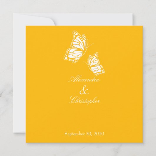 Simple Yellow Butterflies Wedding Announcement Kaart (Voorkant)