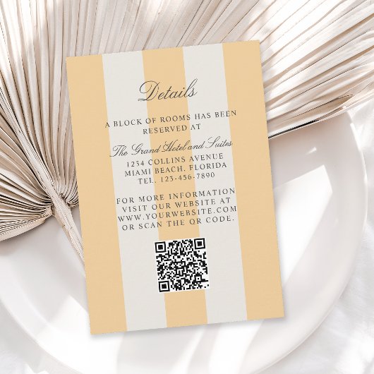 Simple Yellow Cabana Stripes Wedding Details Informatiekaartje