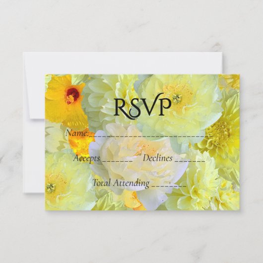 Simple Yellow Floral Wedding RSVP (Voorkant)