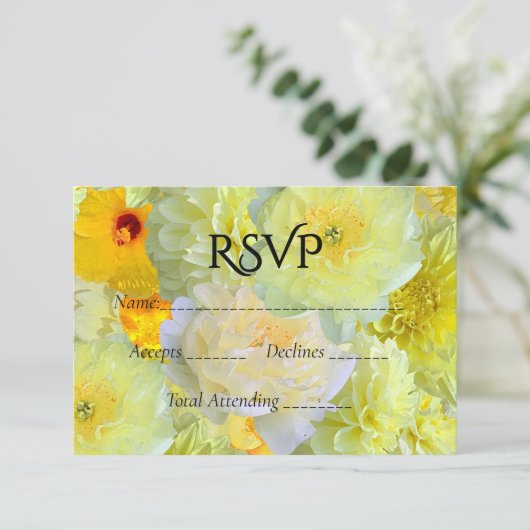 Simple Yellow Floral Wedding RSVP (Staand voorkant)
