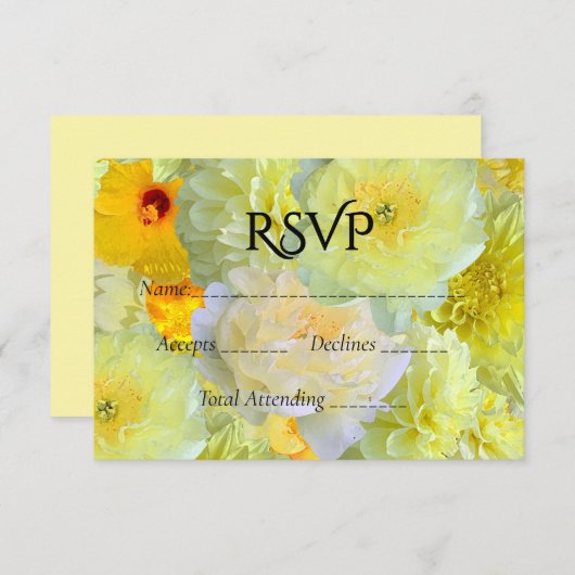 Simple Yellow Floral Wedding RSVP (Voorkant / Achterkant)