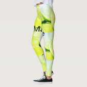 Simple yellow green lemon add name minimum custom leggings (Links)