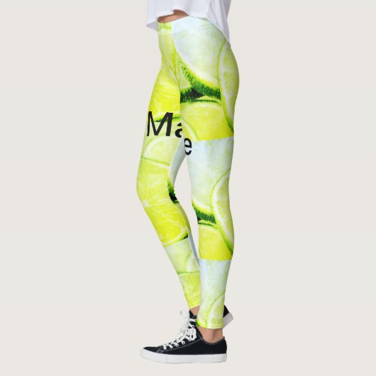 Simple yellow green lemon add name minimum custom leggings (Links)